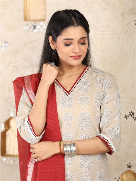 V-Neck Pastel Office Wear Cotton Kurti – Uniquestuff