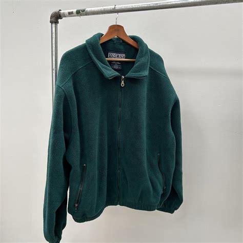 oversized green fleece zip up jacket🌲 cozy x-large... - Depop