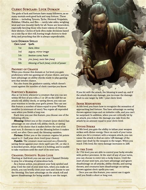 The Luck Domain (Cleric) and Spells — DND Unleashed: A Homebrew ...