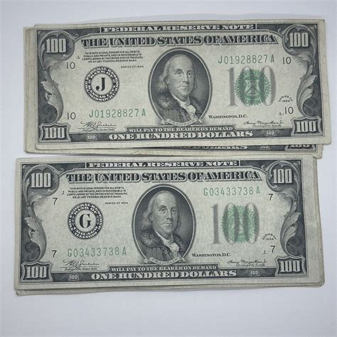 Rare 1934 Series 100 One Hundred Dollar Bill Federal Reserve Note - Etsy