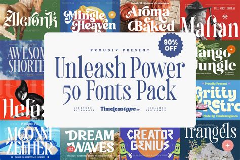 Unleash Power 50 Fonts Pack | Letterena Studios