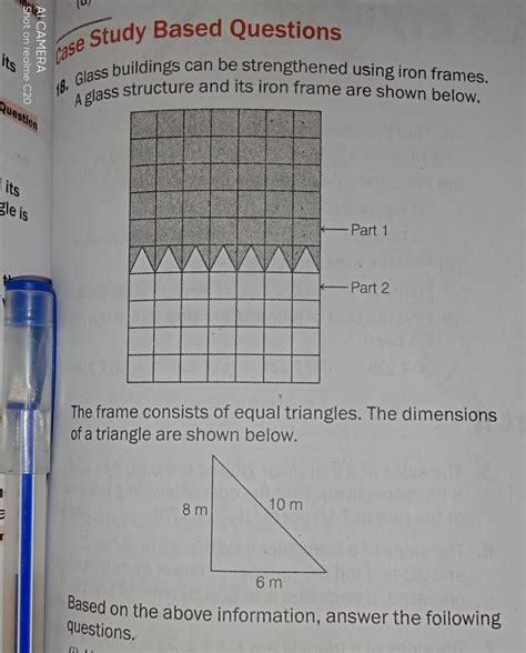 (I) What is the area of Part 1 of the frame? Write with process....(II ...