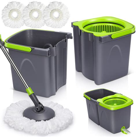 Masthome Spin Mop Bucket with Wringer Set,Microfiber Spin Mops with ...