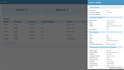 Car Loan Origination Template - Visual Build | DrapCode
