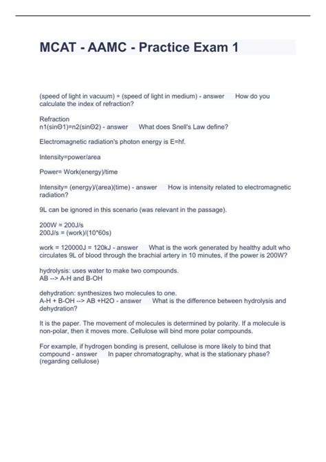 MCAT - AAMC - Practice Exam 1 Questions with correct Answers 2024 ...