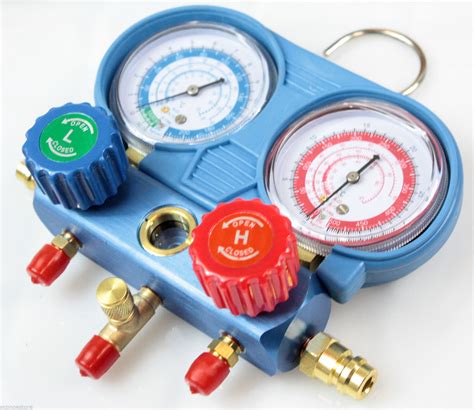 Dual R22 R13a A/C Manifold Gauge Set W/1/2" ACME,3 Hoses & H/L Quick ...