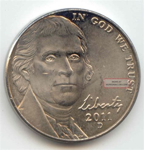 Usa 2011d American Nickel Five Cent Piece 5c 5 Cents Jefferson 2011 D ...