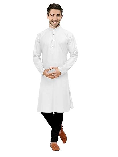 Buy Mentific Men's Cotton Kurta Pajama Set (kurta set_White, Black_34 ...