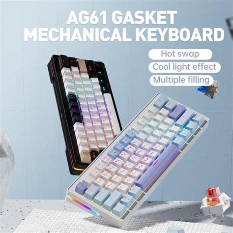 Promo ZIFRIEND 60% Layout Mechanical Keyboard AG61 Gasket Keyboard 61 ...