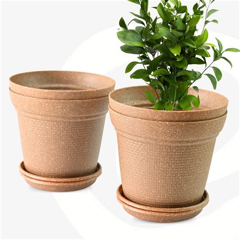 Eha Set of 4 Earth-Friendly Aura 10 Inch pots and Planters | Bamboo ...