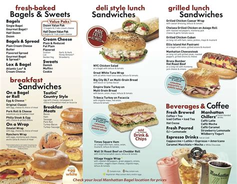 Menu at Manhattan Bagel restaurant, Middletown