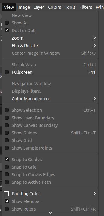 Image result for GIMP Menu