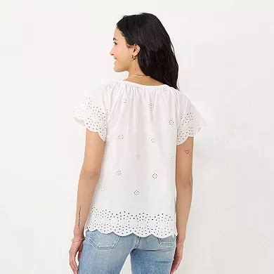 Women's LC Lauren Conrad Eyelet Flutter Sleeve Top