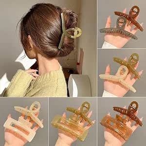 BAKEFY 2+2 Combo Big Hair Clips For Women Large Hair Claw Clips For ...