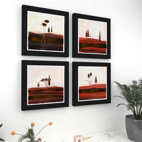 Art Street Velvety Landscape Set of 4 Framed art print 8 inch x 8 inch ...