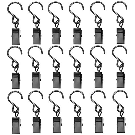 Esfun 50 Pack Black S Hanging Hooks with Clips, String Party Light ...