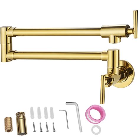 VEVOR Pot Filler Faucet, Solid Brass Commercial Wall Mount Kitchen ...