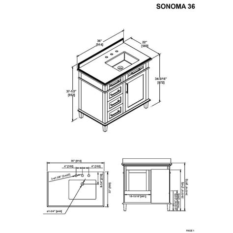 Sonoma 36 in. W x 22 in. D x 34 in. H Single Sink India | Ubuy