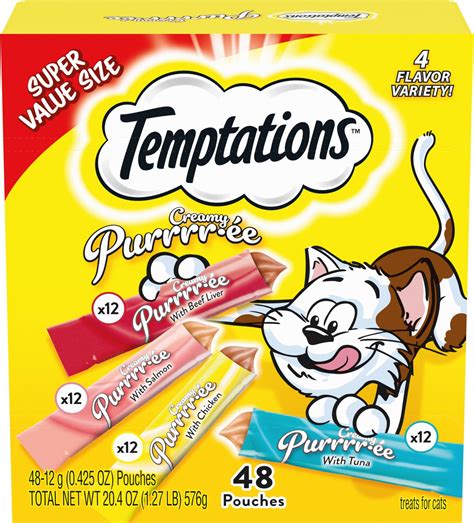 Amazon.com: Temptations Creamy Puree with Beef Liver, Salmon, Chicken ...