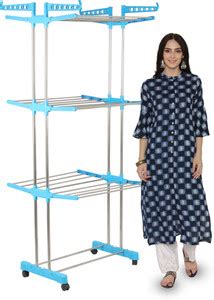 RAFTTAR Plastic, Steel Floor Cloth Dryer Stand Rust Free 3 Tier ...
