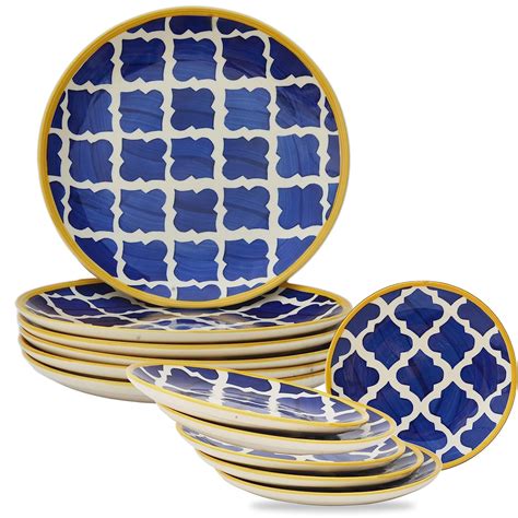 Buy ST "REDEFINING SPACES" Blue Moroccan Ceramic Dinner Plates ...