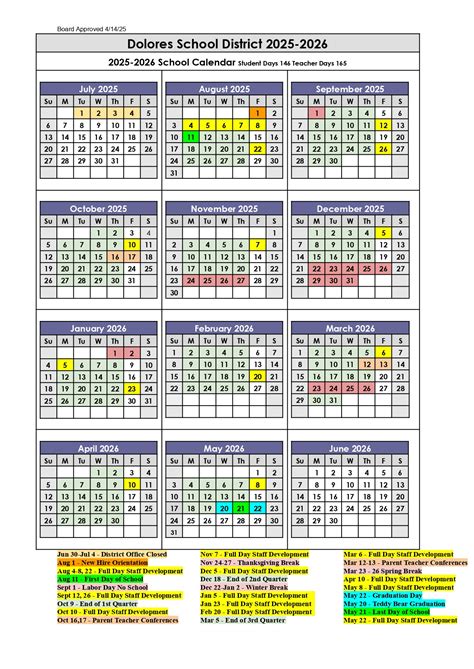 Dolores School District Calendar 25-26 Revised [PDF] - EduCounty