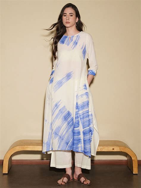 Buy Off White Cotton Abstract A Online | Pink Fort
