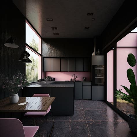Modern Pink and Black Kitchen Design