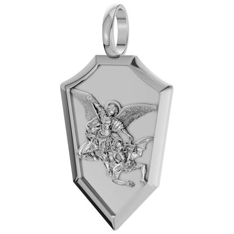Platinum St Michael Defeating Satan Pendant