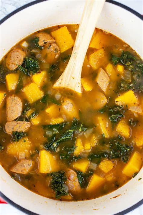 Chunky Butternut Squash Sausage Soup | The Rustic Foodie®