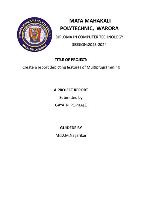 Microproject osy - .... - MATA MAHAKALI POLYTECHNIC, WARORA DIPLOMA IN ...