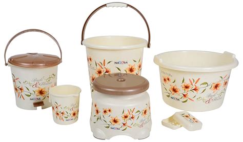 Nayasa Plastic Bathroom Set (Brown, Pack of 6, SSB189) : Amazon.in ...
