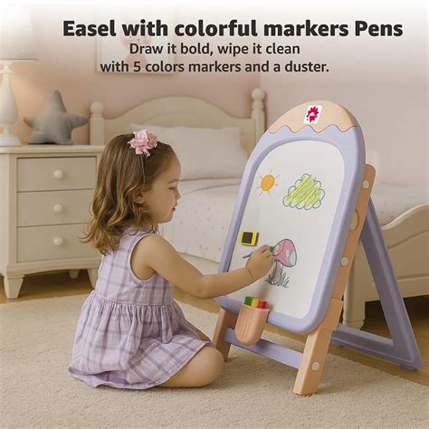 Ice-Cream Easel Set, Magnetic Whiteboard Easel with Chair
