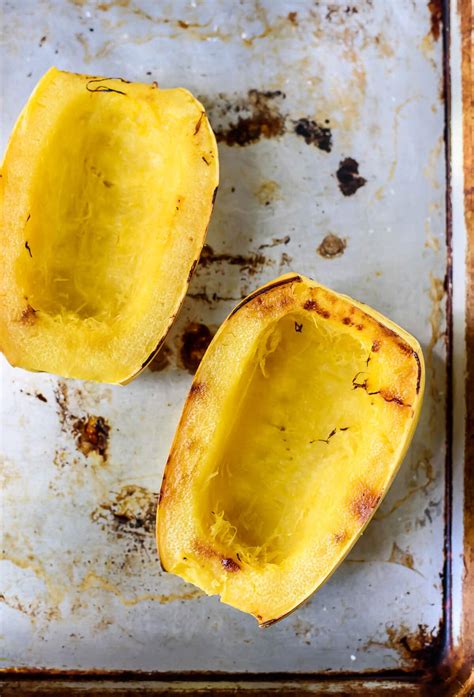 Roasted Spaghetti Squash with Parmesan Mushrooms - WellPlated.com
