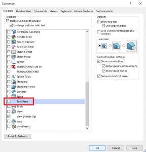 SolidWorks 2019 How to Move Task Pane 的图像结果