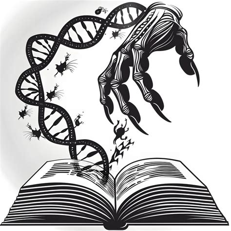 A dynamic curved hand launching microbes from a book illustrating the ...