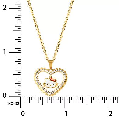 Hello Kitty Enamel & Cubic Zirconia Heart Pendant Necklace