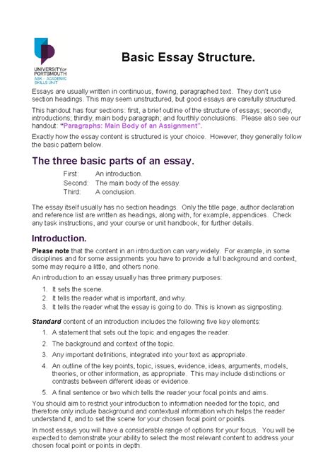 Image result for Basic Essay Structure