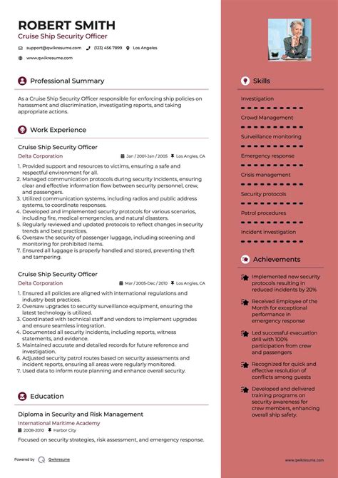 10+ Cruise Ship Security Officer Resume Samples & Templates for 2025