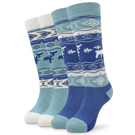 Busy Socks Child Over Knee Merino Wool Socks for Age 11,Light Blue+Dark ...