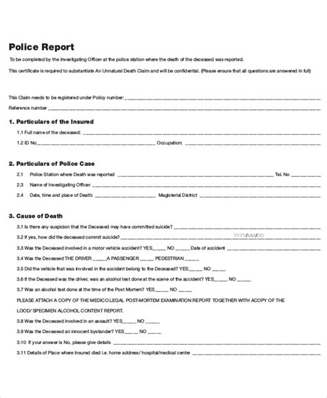 Image result for Sample Police Report Example