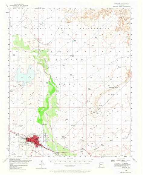 Winslow, Arizona 1954 (1968) USGS Old Topo Map Reprint 15x15 AZ Quad ...