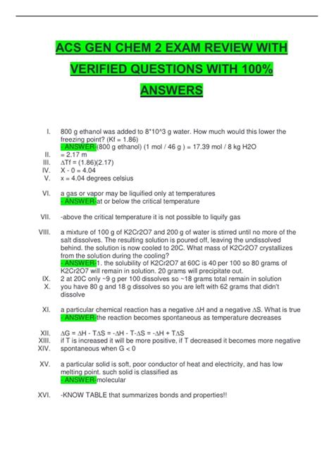ACS CHEMISTRY GENERAL EXAM 2024 ACTUAL EXAM 2 VERSIONS (VERSION A AND B ...