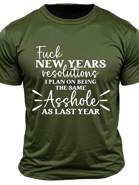 Men's Rude Offensive New Year Funny Slang T shirt Short Sleeve T shirt ...