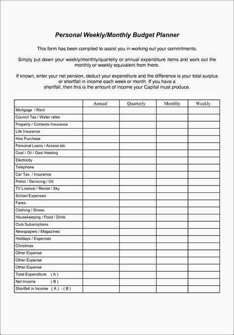 Spending Plan Worksheet
