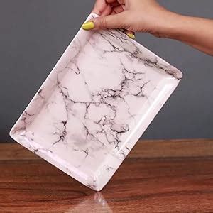 Naivete Marble Printed Black Melamine Serving Rectangular Tray For ...