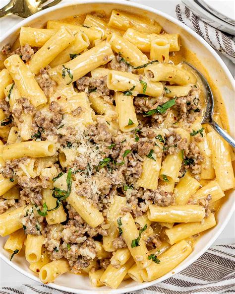 Italian Sausage Penne Pasta Bake Creamy Pasta In Green Sauce With