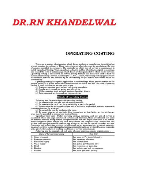 Image result for Operating Costing