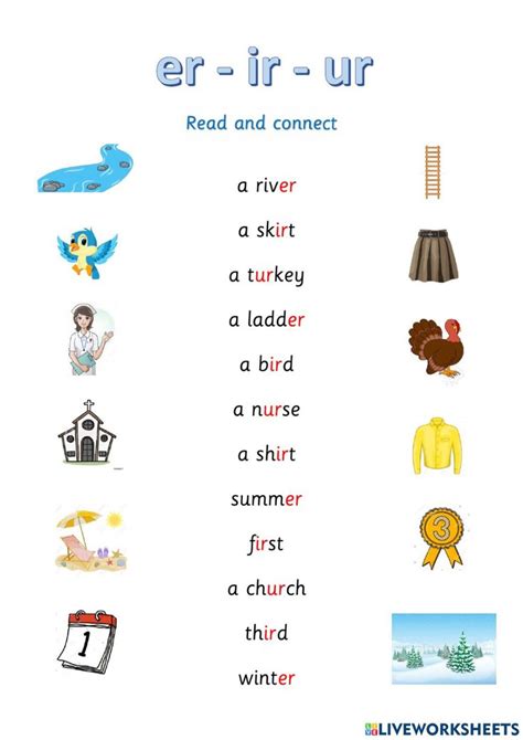 er - ir - ur worksheet | Phonics worksheets, Letter recognition ...