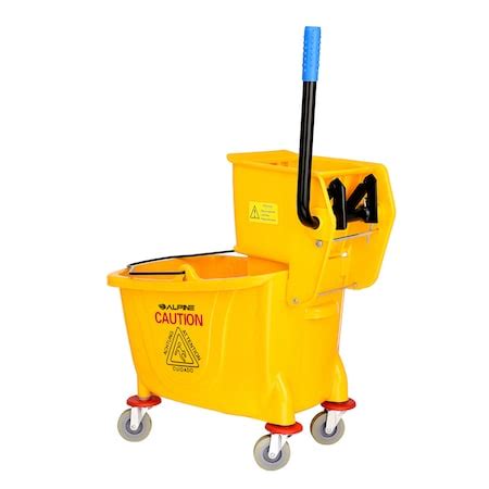 Alpine Industries 36 Qt. PVC Mop Bucket with Side Wringer, Yellow 462 ...